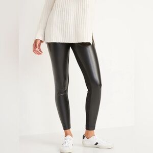 High-Waisted Faux Leather Front Panel Leggings